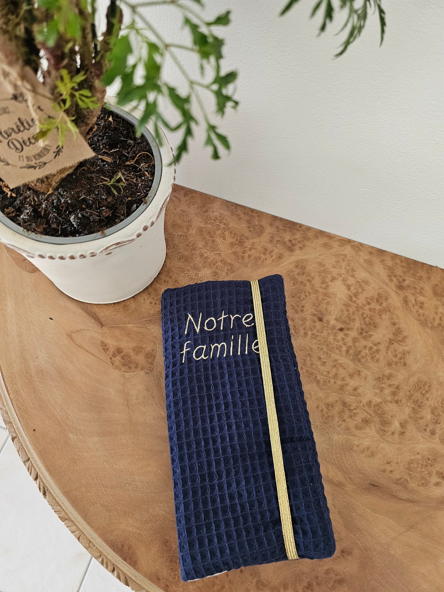 Protège livret de famille nid d'abeille bleu nuit