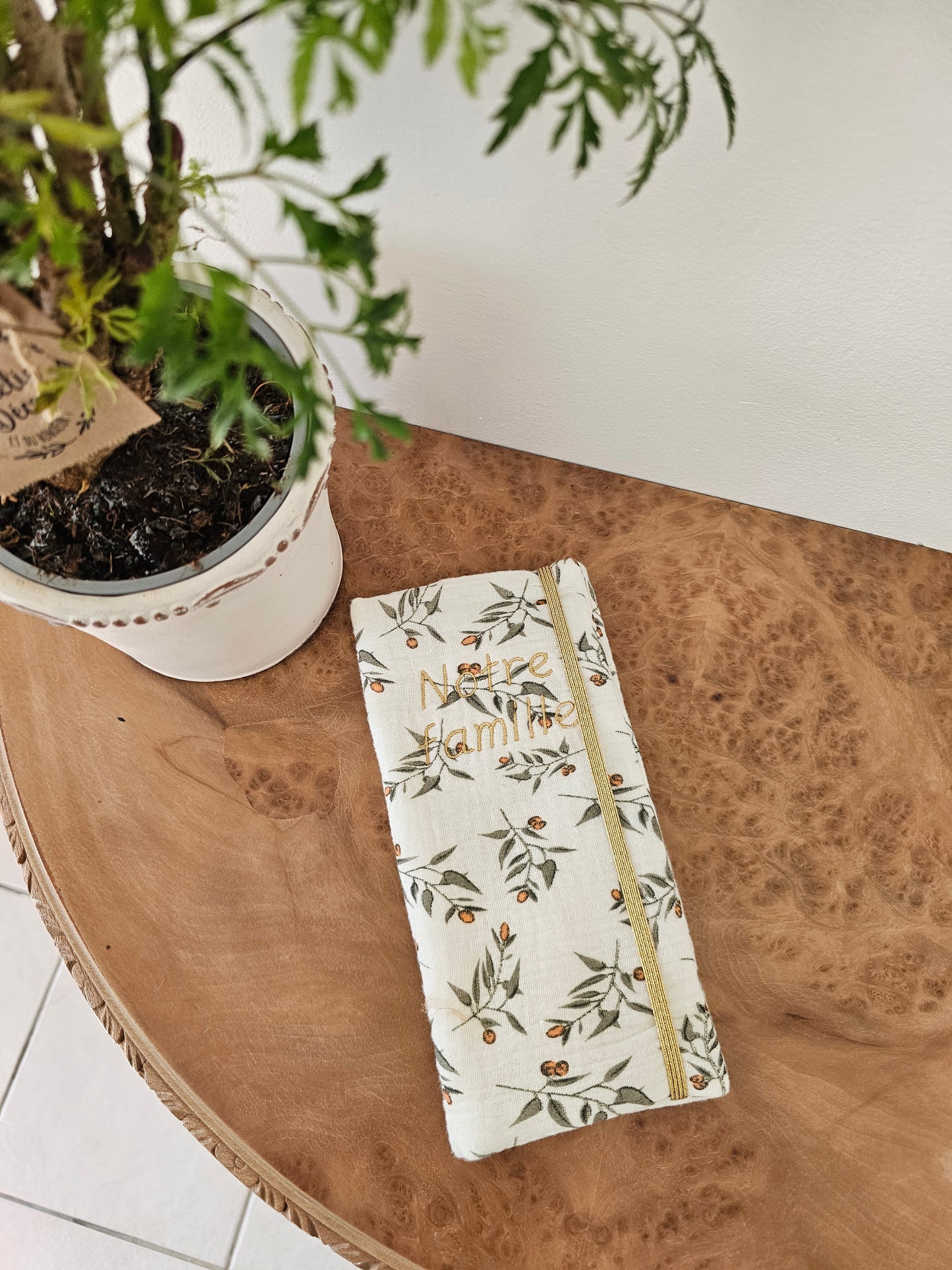 Protège livret de famille olivette fond beige