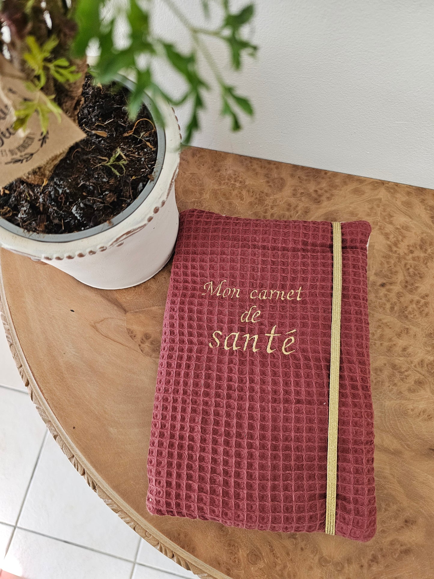 Protège carnet de santé nid d'abeille terre cuite