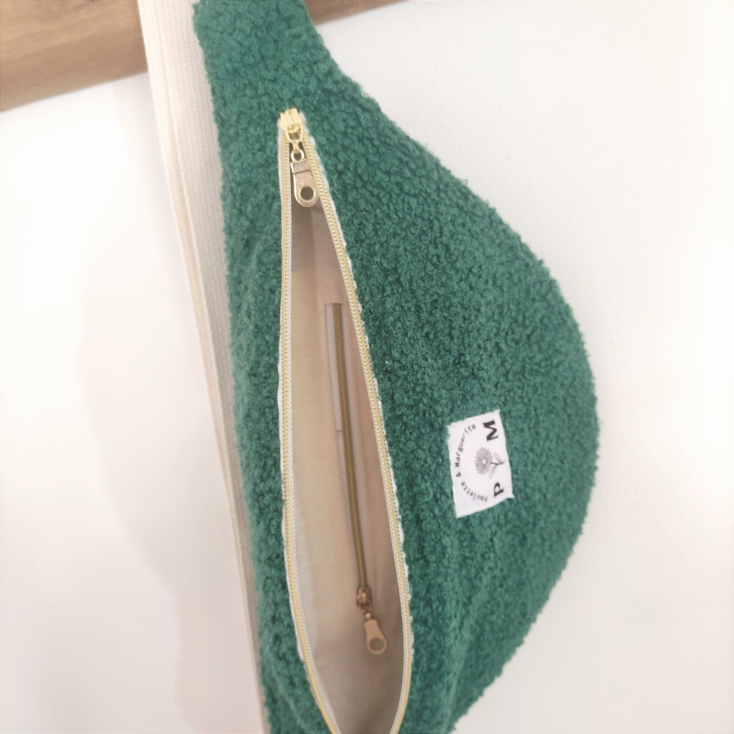 Sac banane P&M bouclette vert forêt